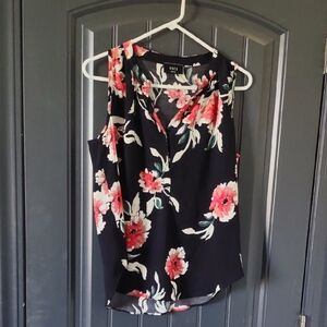 Vici Floral Sleeveless Blouse - Black and Red